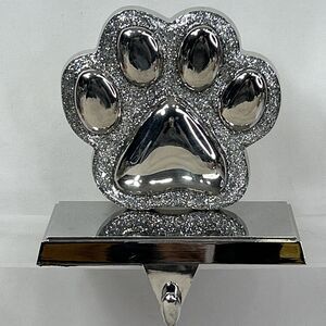 St. Nicholas Square Stocking Holder Dog Puppy Paw Best Friend Silver Glitter